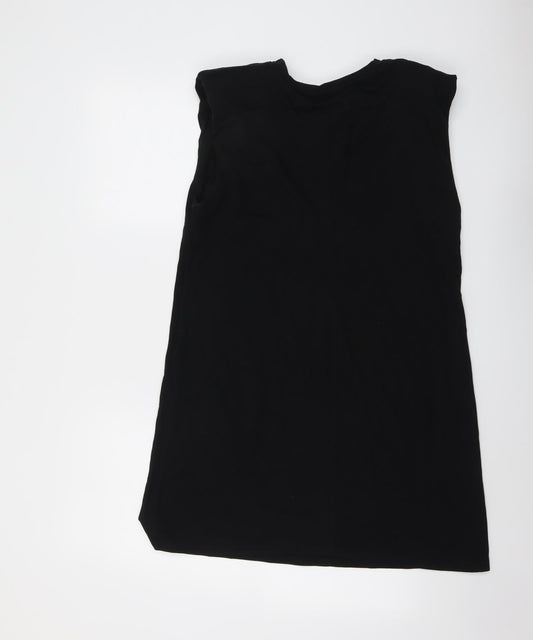 Stradivarius Womens Black Cotton Tank Dress Size M Round Neck Pullover