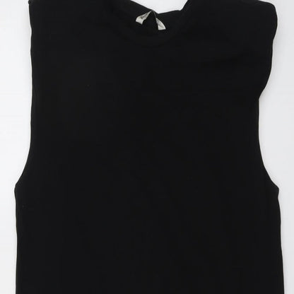 Stradivarius Womens Black Cotton Tank Dress Size M Round Neck Pullover