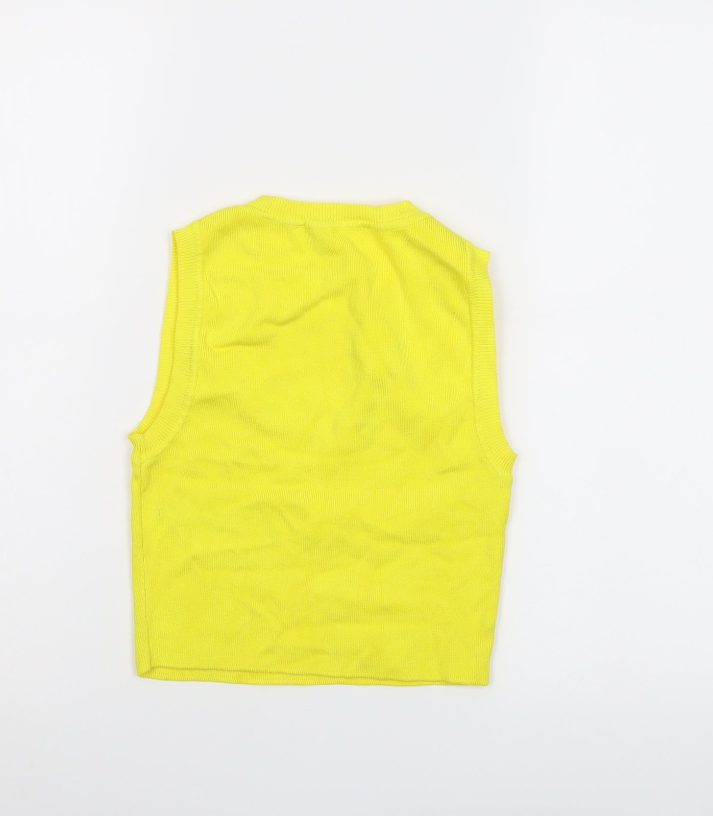 Womens UK Size S Zara Yellow Cropped T-Shirt