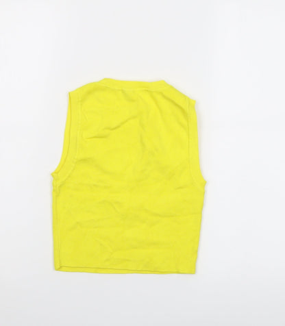 Womens UK Size S Zara Yellow Cropped T-Shirt