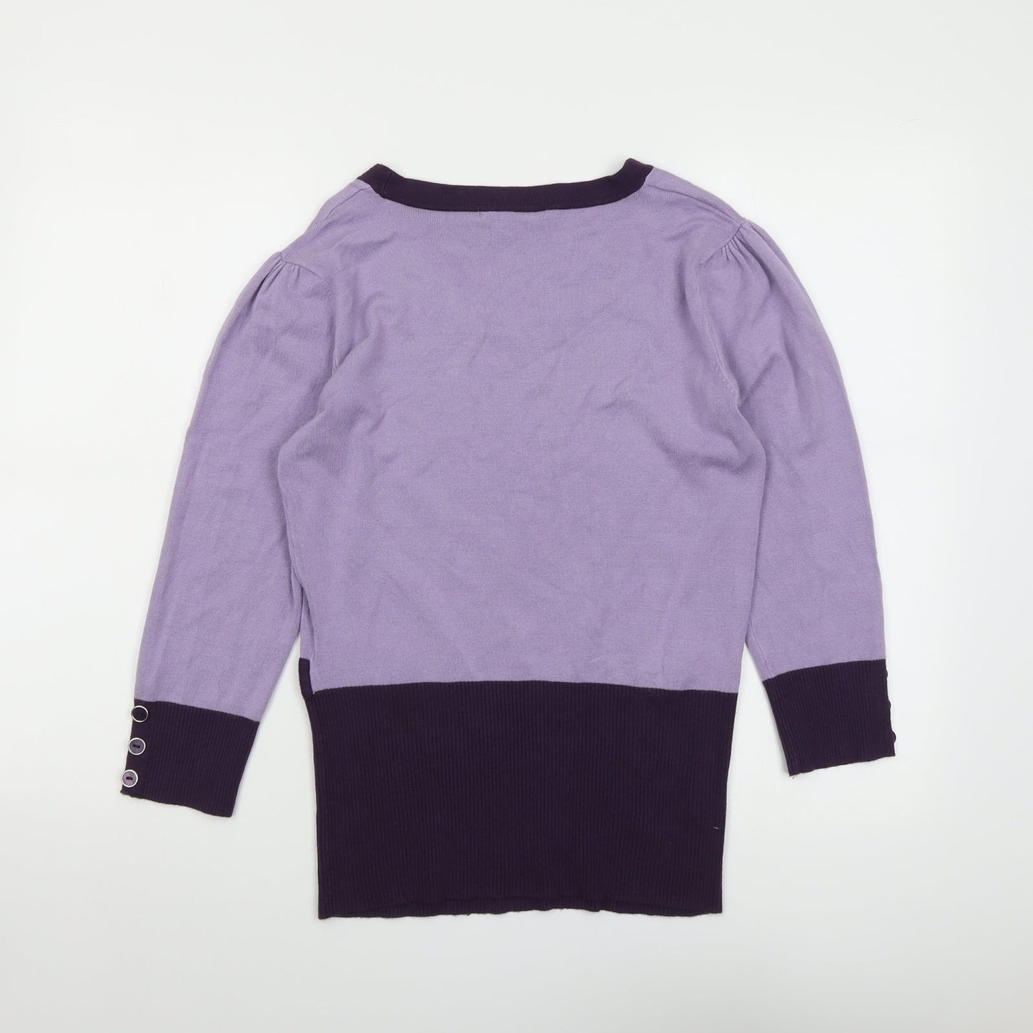 Klass Womens Purple Round Neck Viscose Pullover Jumper Size S