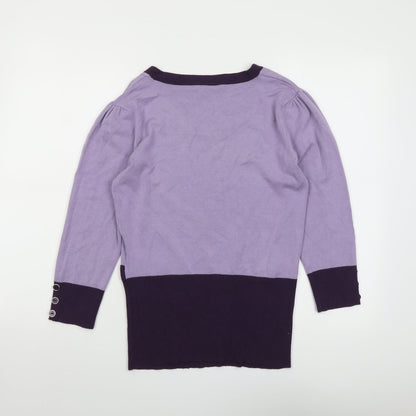 Klass Womens Purple Round Neck Viscose Pullover Jumper Size S