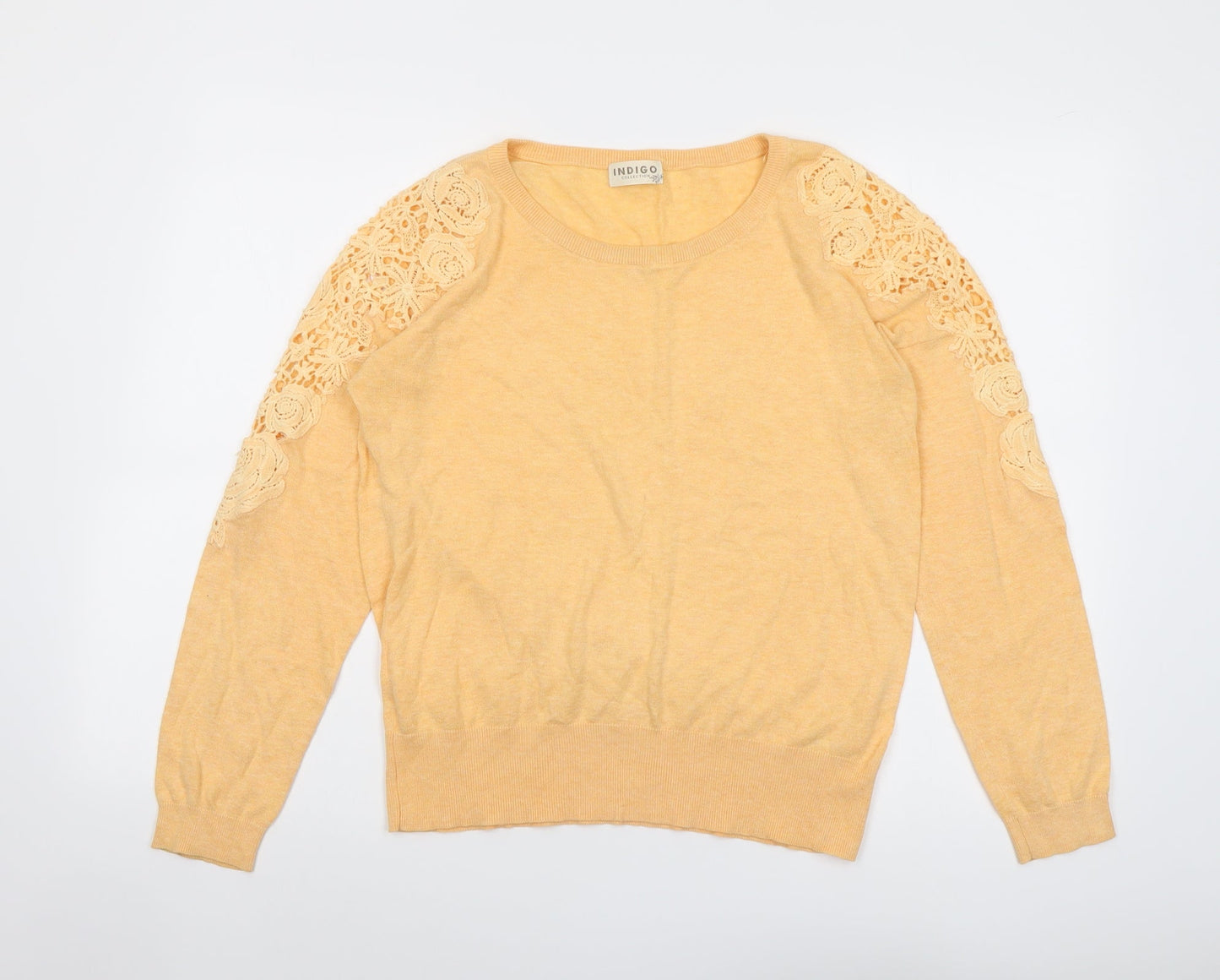 Womens UK Size 14 Indigo Orange Pullover Jumper