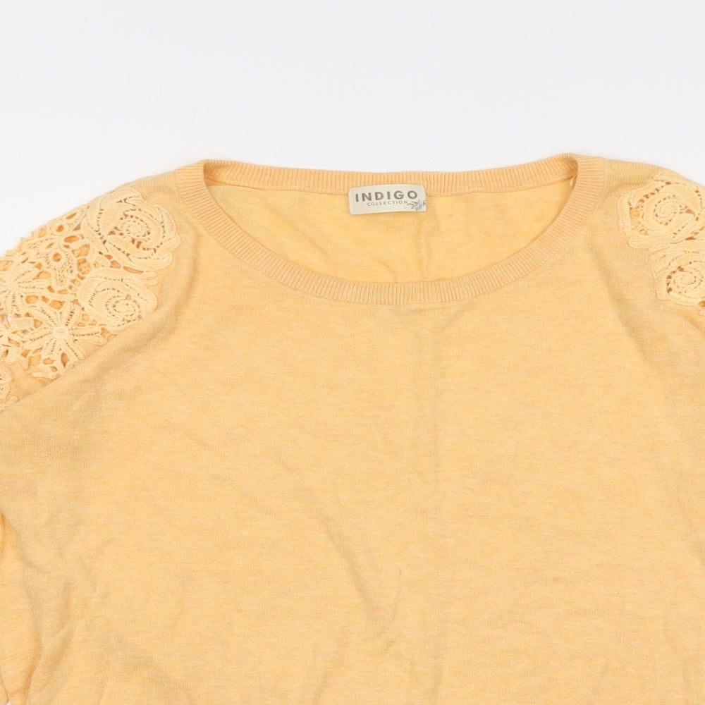 Womens UK Size 14 Indigo Orange Pullover Jumper