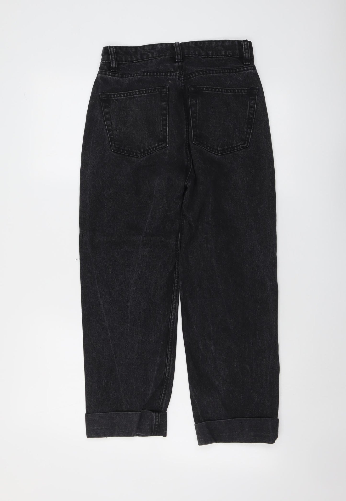 Denim & Co. Womens Black Cotton Straight Jeans Size 6 L23 in Regular Button