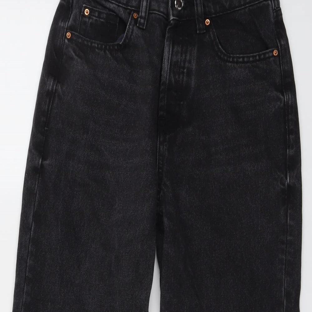 Denim & Co. Womens Black Cotton Straight Jeans Size 6 L23 in Regular Button