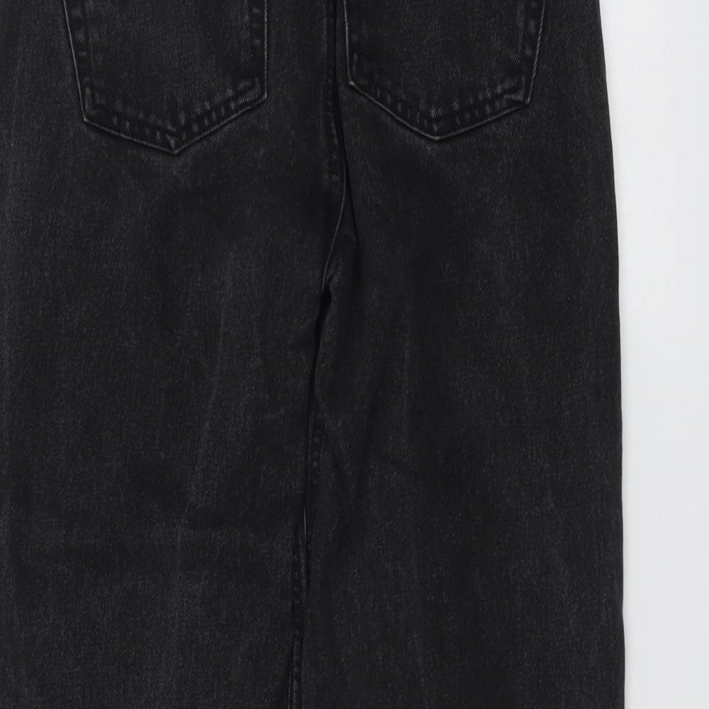Denim & Co. Womens Black Cotton Straight Jeans Size 6 L23 in Regular Button