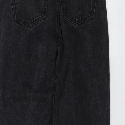 Denim & Co. Womens Black Cotton Straight Jeans Size 6 L23 in Regular Button