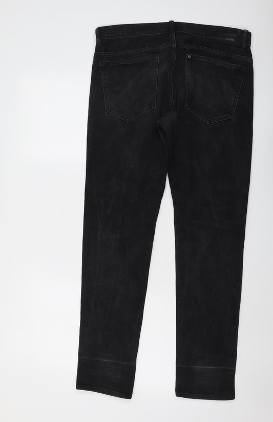 H&M Mens Black Cotton Skinny Jeans Size 32 in L32 in Regular Button