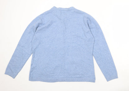 Miao Womens Blue Round Neck Viscose Cardigan Jumper Size XL - Size XL/XXL