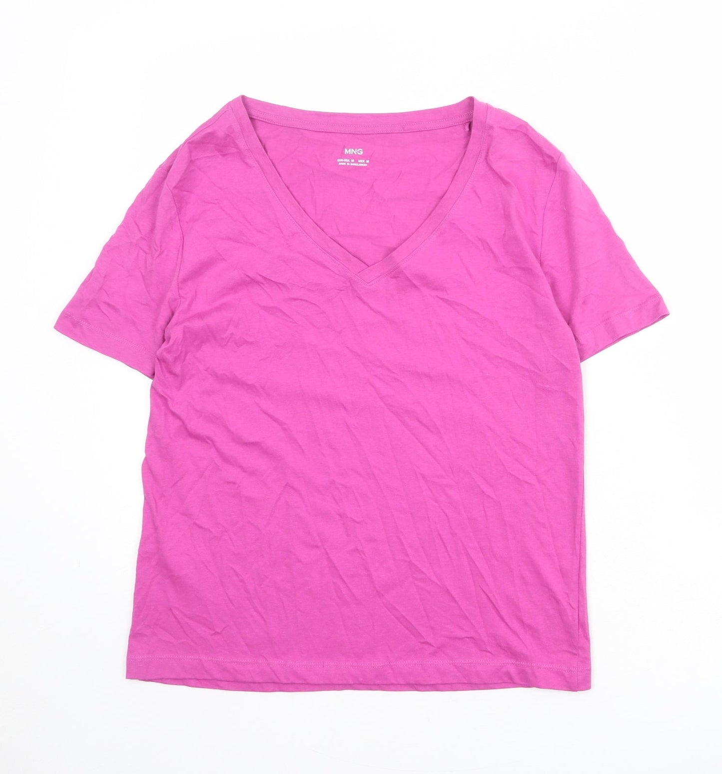 Womens UK Size M Mango Pink Basic T-Shirt