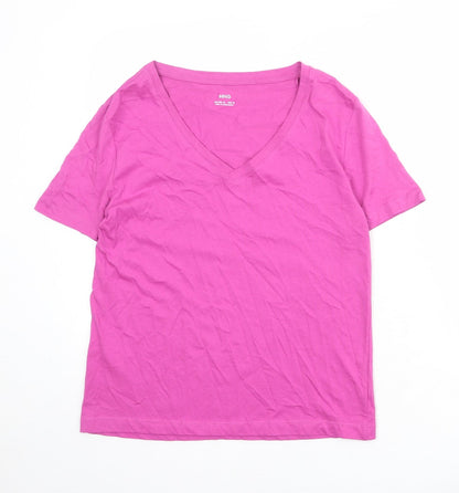 Womens UK Size M Mango Pink Basic T-Shirt