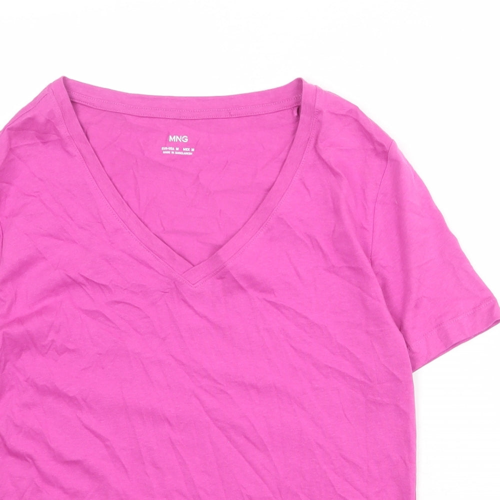 Womens UK Size M Mango Pink Basic T-Shirt