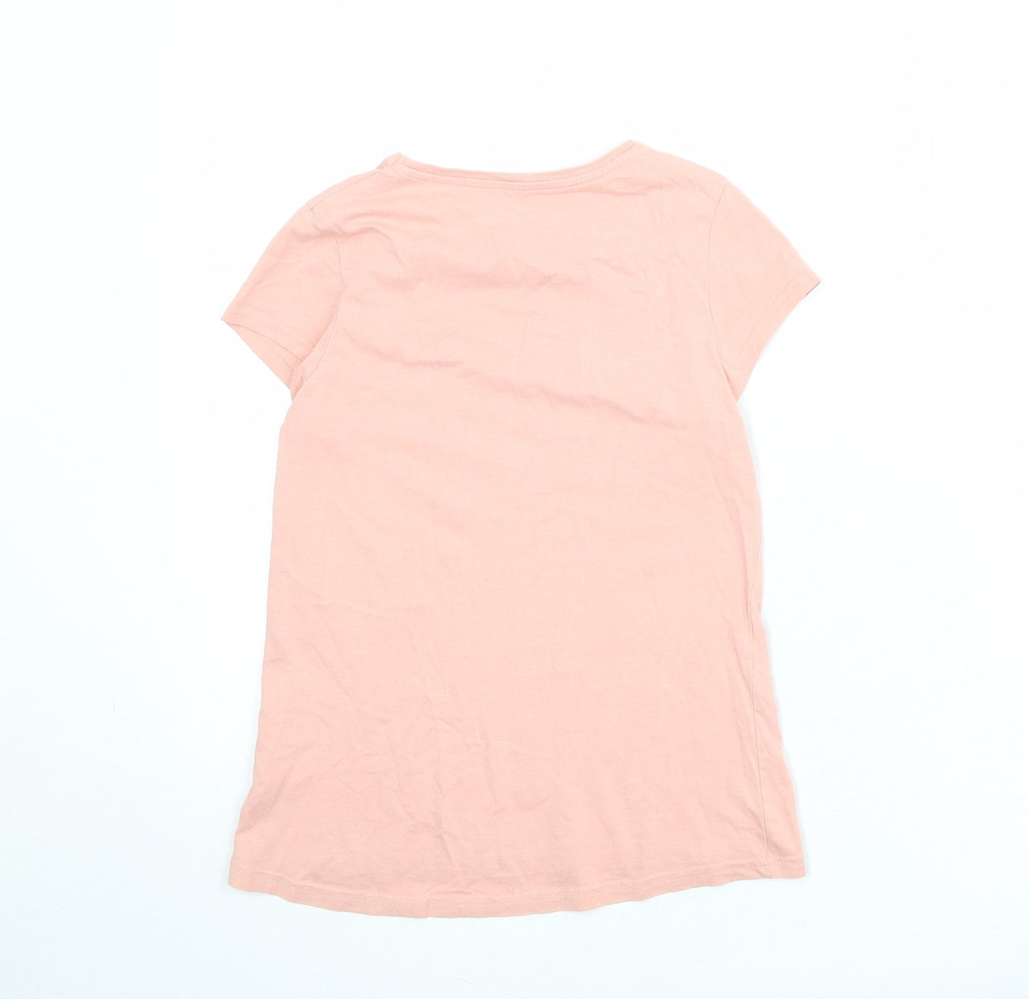 H&M Girls Pink Cotton Camisole T-Shirt Size 8-9 Years Boat Neck Pullover - 8-10 Years
