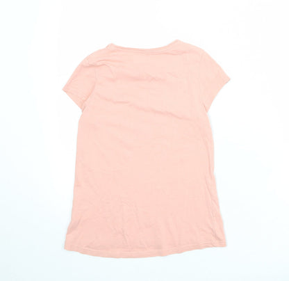 H&M Girls Pink Cotton Camisole T-Shirt Size 8-9 Years Boat Neck Pullover - 8-10 Years
