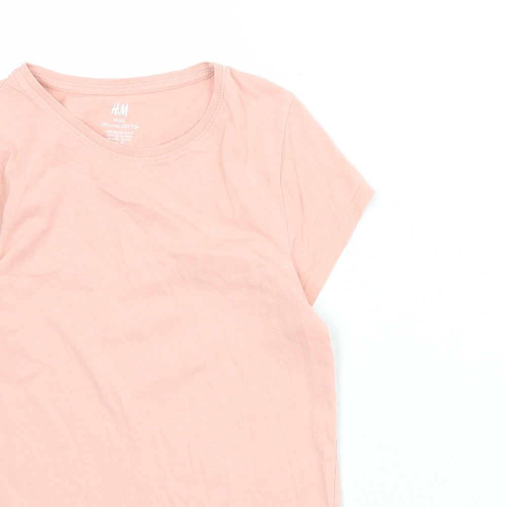 H&M Girls Pink Cotton Camisole T-Shirt Size 8-9 Years Boat Neck Pullover - 8-10 Years