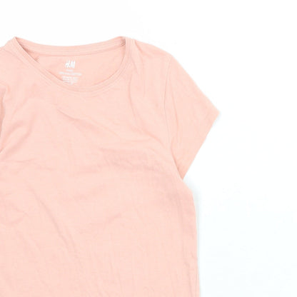 H&M Girls Pink Cotton Camisole T-Shirt Size 8-9 Years Boat Neck Pullover - 8-10 Years