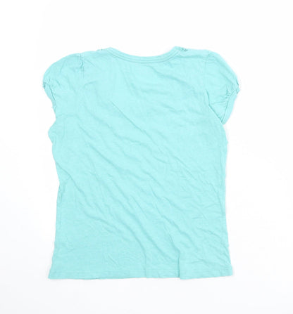 John Lewis Womens Blue 100% Cotton Basic T-Shirt Size 10 Scoop Neck