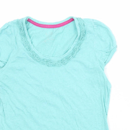 John Lewis Womens Blue 100% Cotton Basic T-Shirt Size 10 Scoop Neck