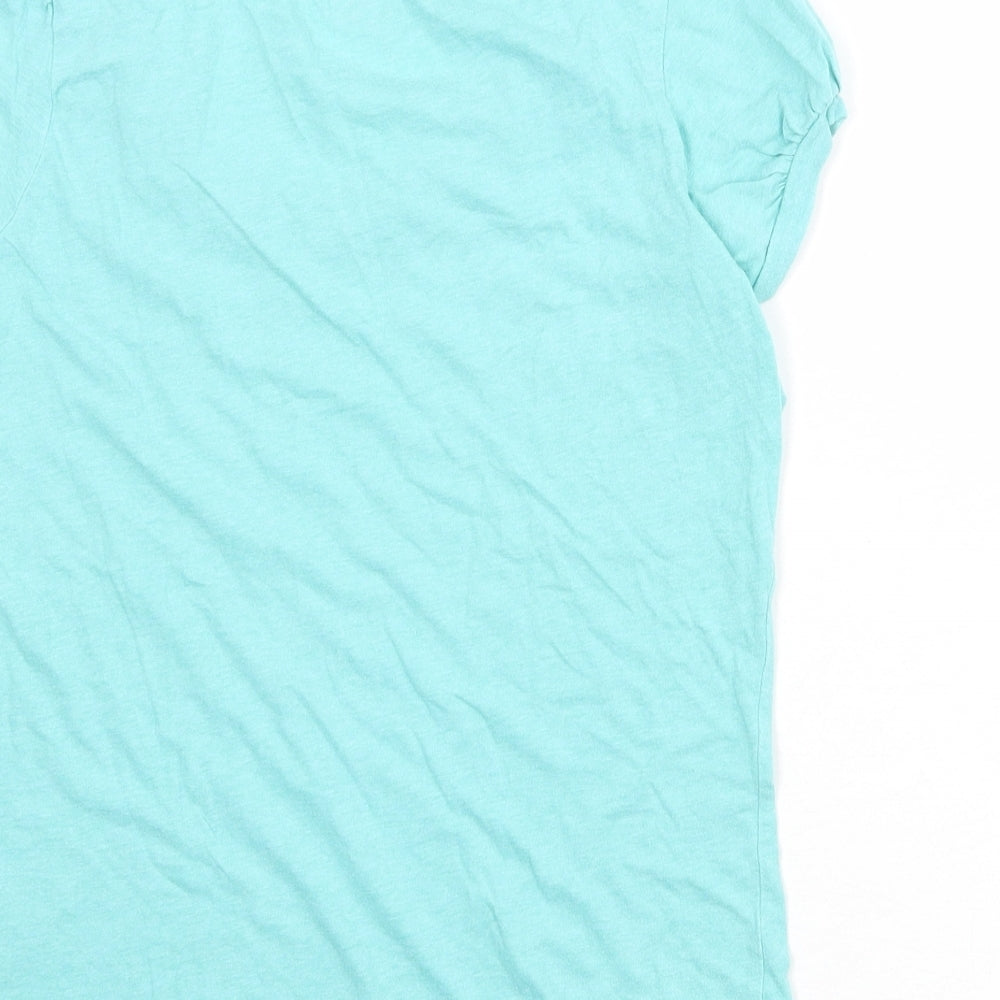 John Lewis Womens Blue 100% Cotton Basic T-Shirt Size 10 Scoop Neck