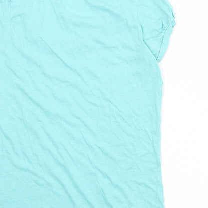 John Lewis Womens Blue 100% Cotton Basic T-Shirt Size 10 Scoop Neck