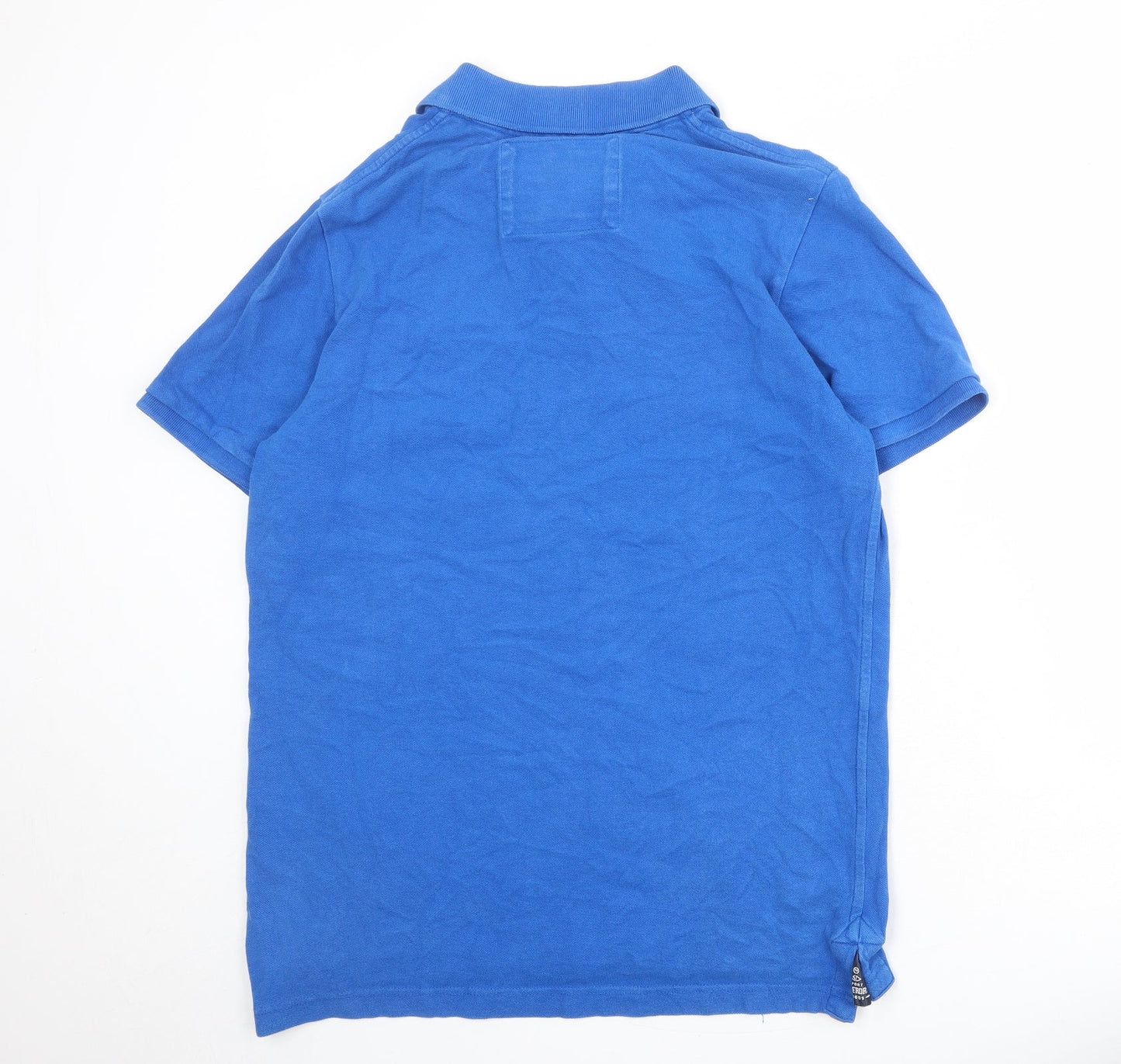 Superdry Mens Blue 100% Cotton Polo Size 2XL Collared Button