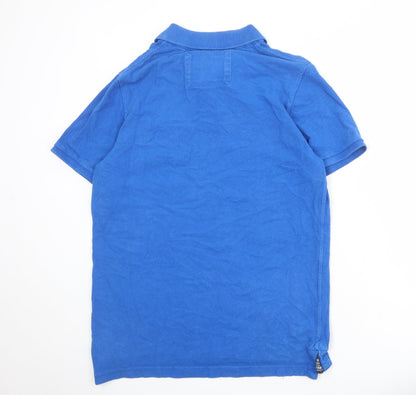 Superdry Mens Blue 100% Cotton Polo Size 2XL Collared Button