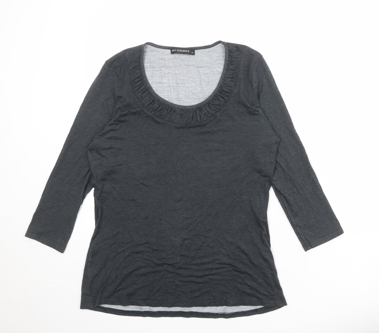Womens UK Size 14 Just Elegance Grey Basic T-Shirt