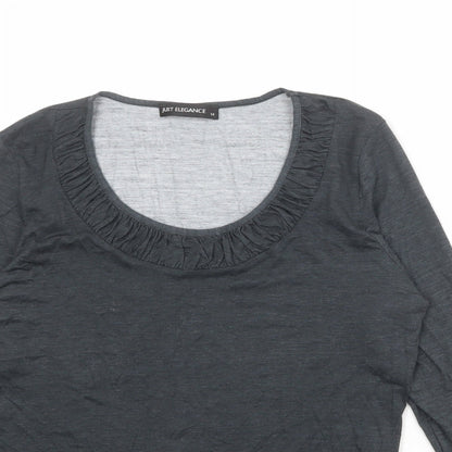 Womens UK Size 14 Just Elegance Grey Basic T-Shirt
