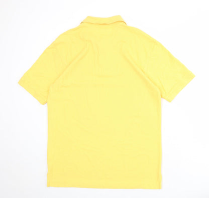 St Michael Mens Yellow 100% Cotton Polo Size S Collared Button