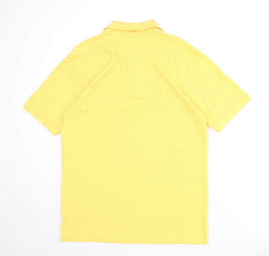 St Michael Mens Yellow 100% Cotton Polo Size S Collared Button