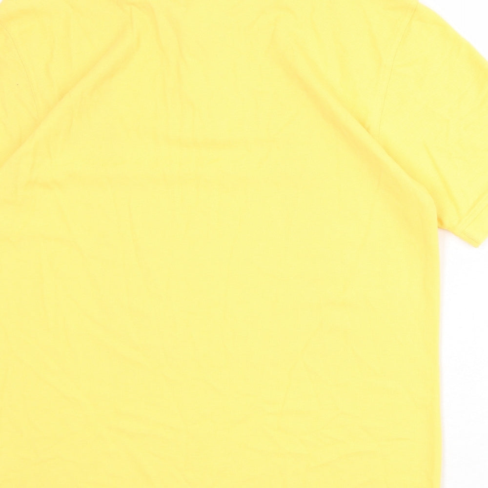 St Michael Mens Yellow 100% Cotton Polo Size S Collared Button