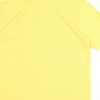 St Michael Mens Yellow 100% Cotton Polo Size S Collared Button