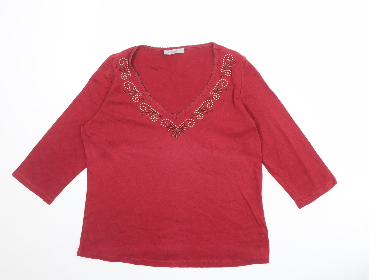 Womens UK Size 12 Marks and Spencer Red Basic Blouse