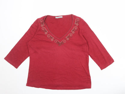 Womens UK Size 12 Marks and Spencer Red Basic Blouse