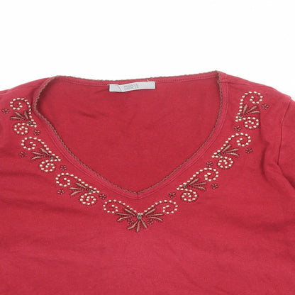 Womens UK Size 12 Marks and Spencer Red Basic Blouse