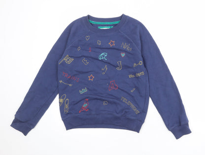 Johnnie B Boys Blue Geometric Cotton Pullover Sweatshirt Size 11-12 Years Pullover