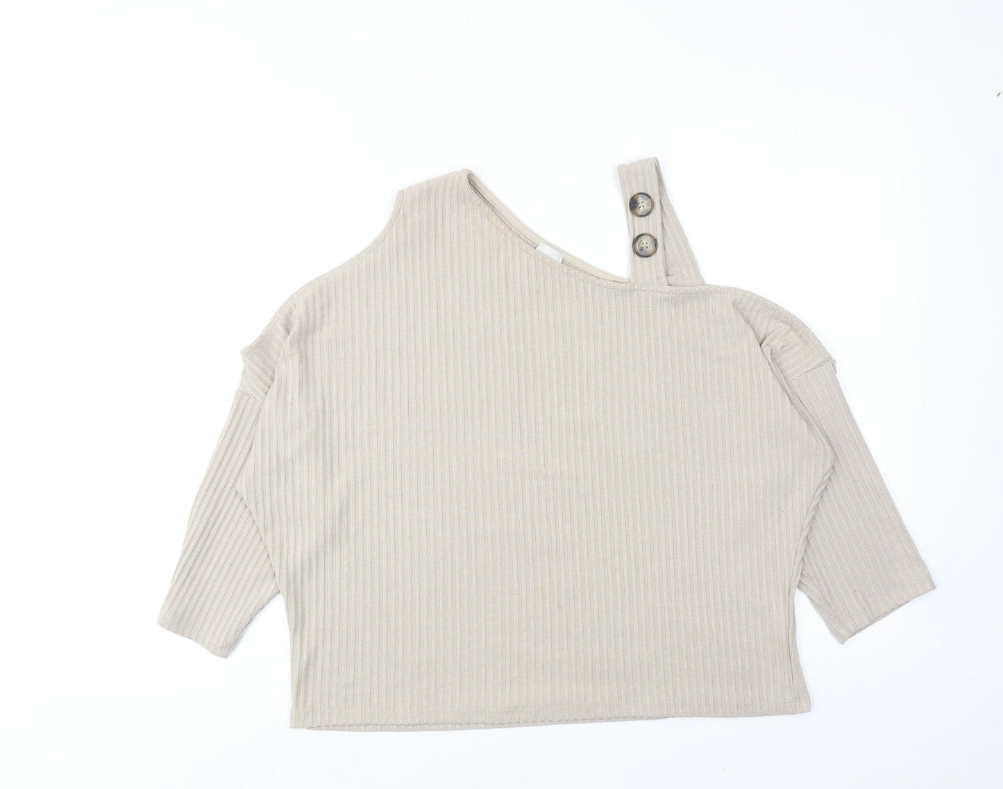Womens UK Size 14 River Island Beige Cropped T-Shirt