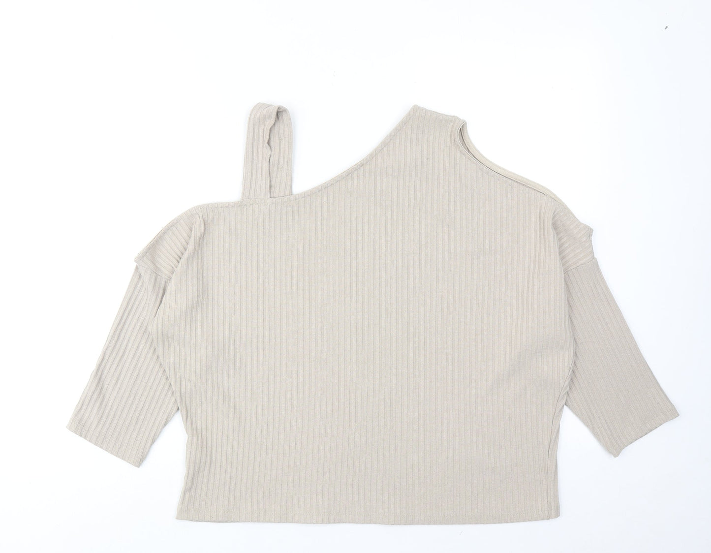 Womens UK Size 14 River Island Beige Cropped T-Shirt