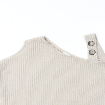 Womens UK Size 14 River Island Beige Cropped T-Shirt