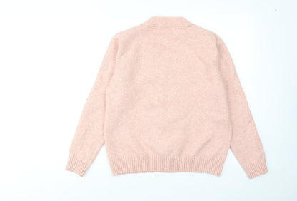 JustFashionNow Womens Pink Scoop Neck Wool Pullover Jumper Size 2XL