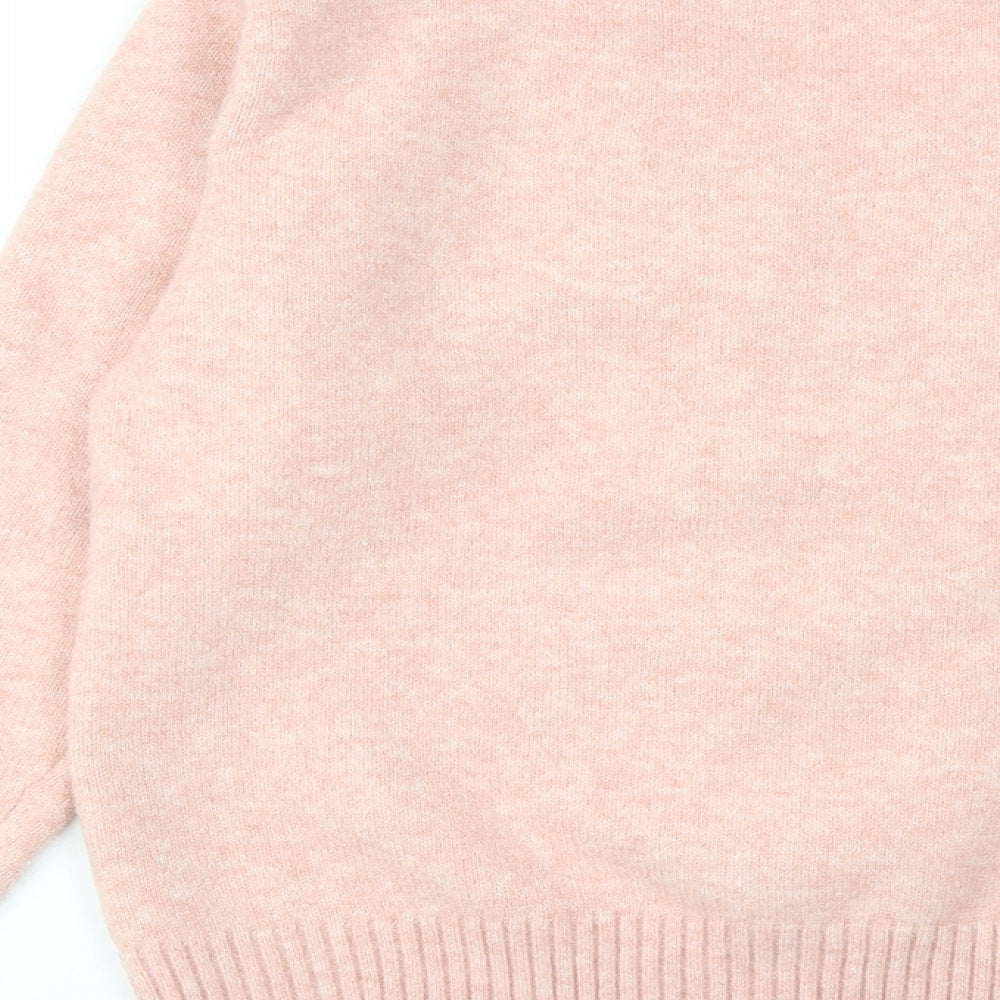 JustFashionNow Womens Pink Scoop Neck Wool Pullover Jumper Size 2XL
