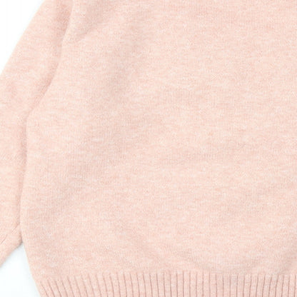 JustFashionNow Womens Pink Scoop Neck Wool Pullover Jumper Size 2XL
