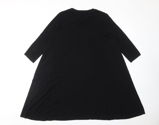Topshop Womens Black Acrylic A-Line Size 10 Round Neck Pullover