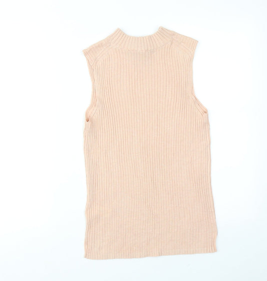 French Connection Womens Pink Polyester Basic Tank Size L Round Neck