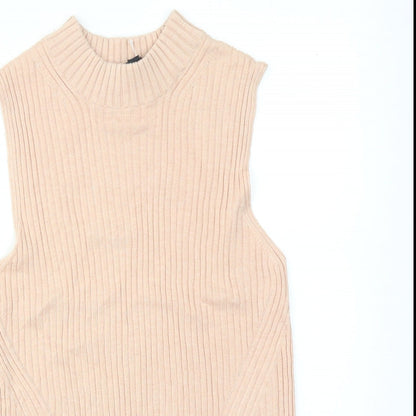 French Connection Womens Pink Polyester Basic Tank Size L Round Neck