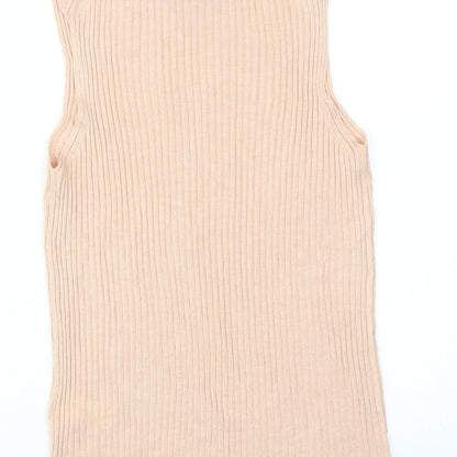 French Connection Womens Pink Polyester Basic Tank Size L Round Neck