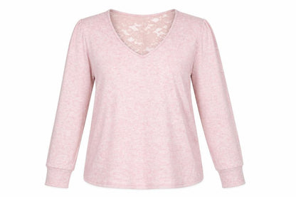 Status By Chenault Womens Pink V-Neck Polyester Pullover Jumper Size M - Lace Neckline
