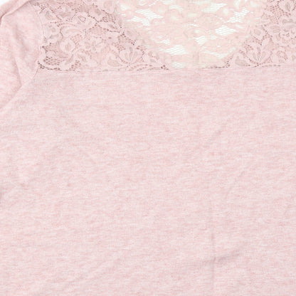Status By Chenault Womens Pink V-Neck Polyester Pullover Jumper Size M - Lace Neckline