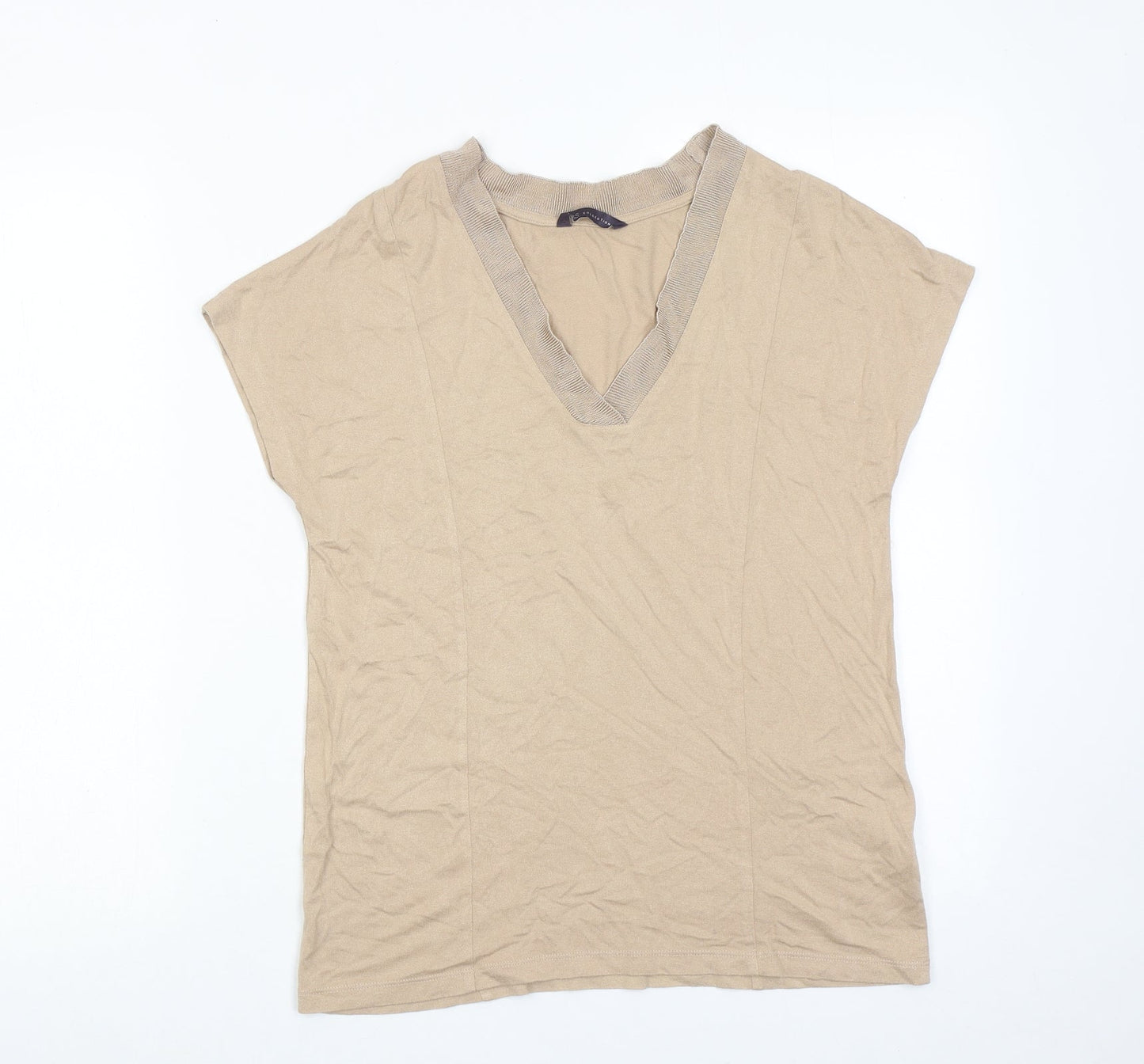 Womens UK Size 8 Marks and Spencer Beige Basic T-Shirt